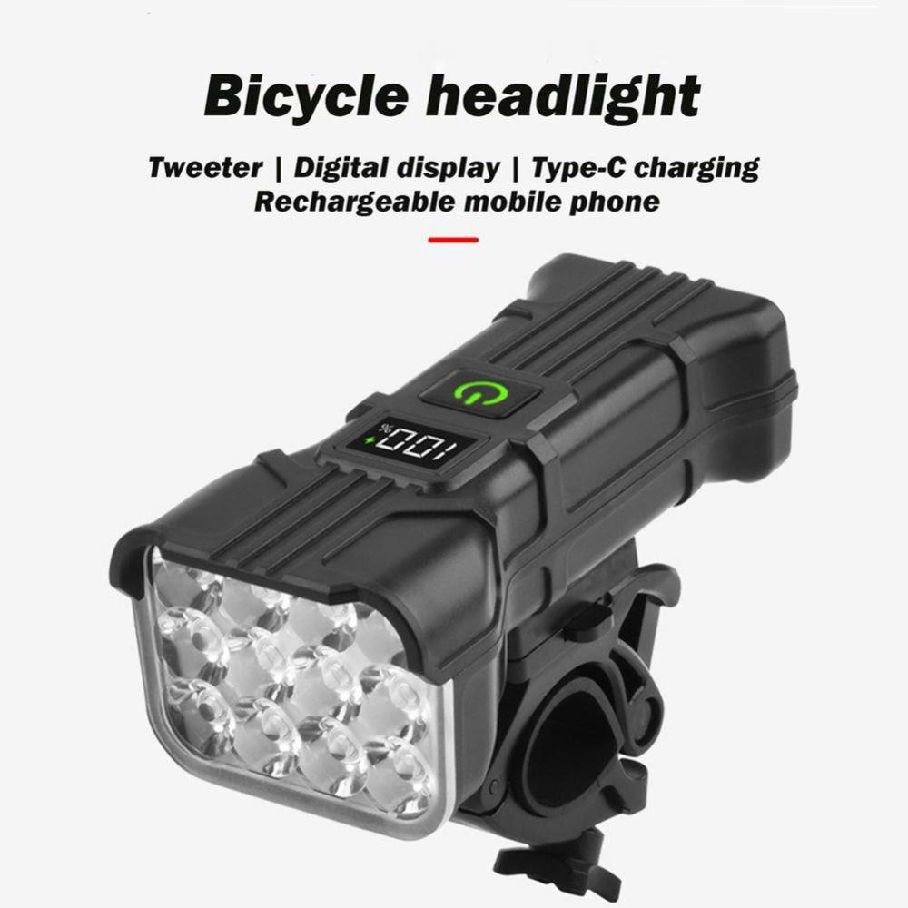 5 Trybów Oświetlenia 12 LED Lampa Rowerowa 140dB Głośniki Wodoodporna Lampa Bezpieczeństwa Roweru Jasna Akumulatorowa Przednia Latarka MTB