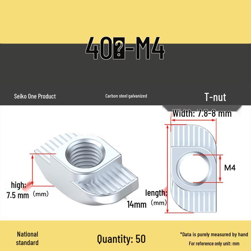 Dadi per Profilati di Alluminio a T-Slot Standard Europeo: Dadi ad alette M3-M8, Tipi 20/30/40/45.