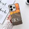 America Route 66 Plating Phone Case For Xiaomi Redmi Note 14 15 Pro Plus 13 12 11 11S 11T 10 9S 9 5G Anti-Fall Airabag Cover