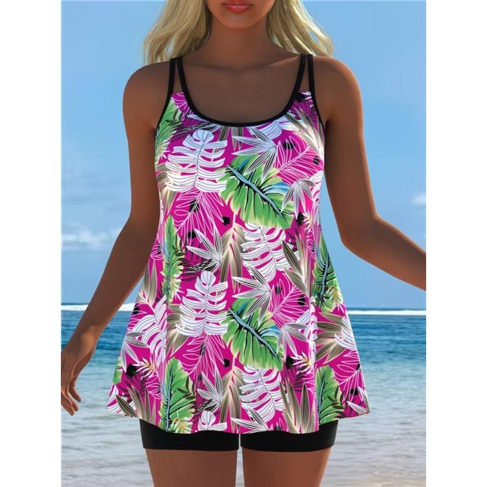 Women's Swimwear Tankini 2 Piece Swimsuit  Flower Pattern Print Vacation Bathing Suits