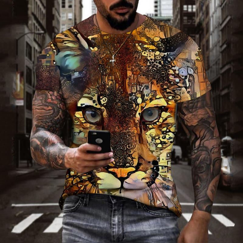3D Animal Printing T Shirt For Men Fashion Funny Tiger Pattern Casual O-neck Short Sleeve Summer Oversized T-shirt Hip Hop Tops