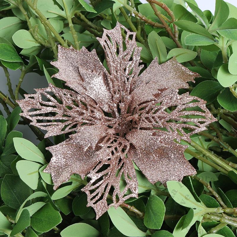 10 Stück 11/16cm Weihnachtsdekoration Glitzerblumen Weihnachtsbaumanhänger für Heimdekor Weihnachten Navidad Neujahr 2026 Ornamente