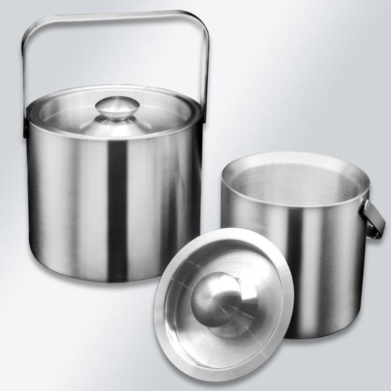 Double Layer Ice Bucket Set with Lid and Tongs Multifunctioanl Ice Bucket and Tongs Set Practical Ice Caddies with Cover