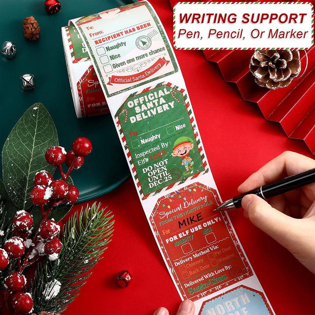 Christmas Holiday Gift Series: 200 Self-Adhesive Decorative Stickers/Roll
