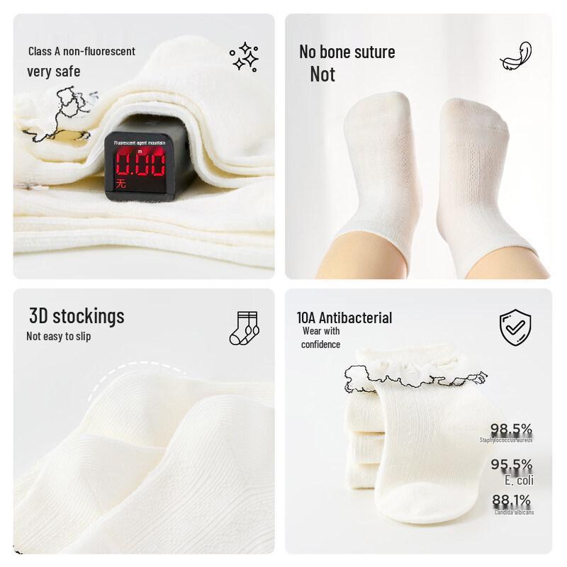 Nidobear Kids' White Lace Mesh Summer Cotton Socks