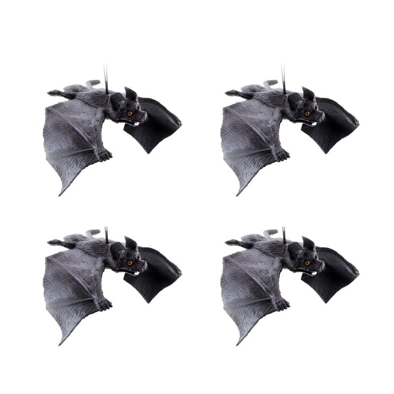 4Pcs Scary Realistic Bat Hanging Ornament Wall Hanging Decorations For Garden Window Display Halloween Celebration