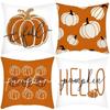 Autumn Harvest Pillow Case With Pumpkin Design Polyester Machine Washable Decorative Pillow Cover For Living Room Bedroom