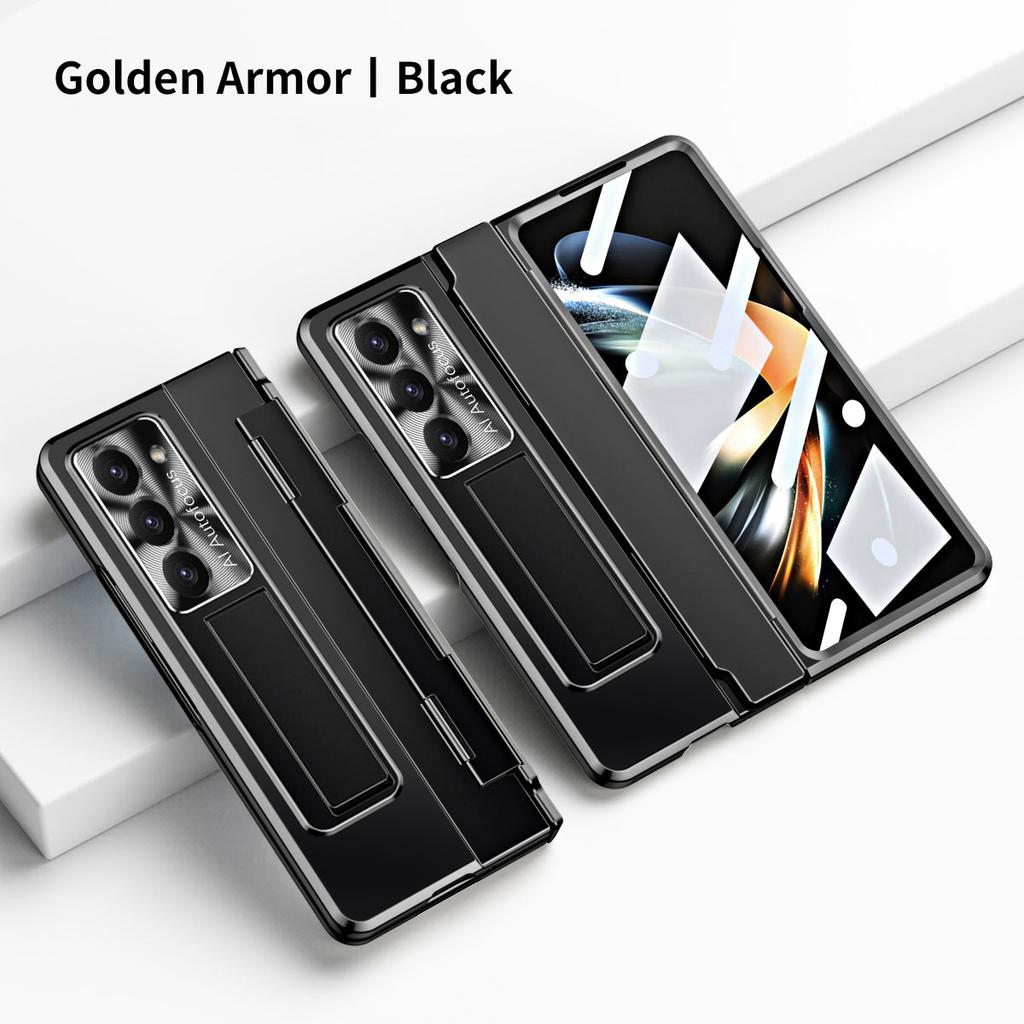 RENGZ Mit Stifthalterung Z Fold7 Fold6 Hülle Für Samsung Galaxy Z Fold 7 6 5 4 Mit Glas-Displayschutzfolie Scharnierschutzhülle