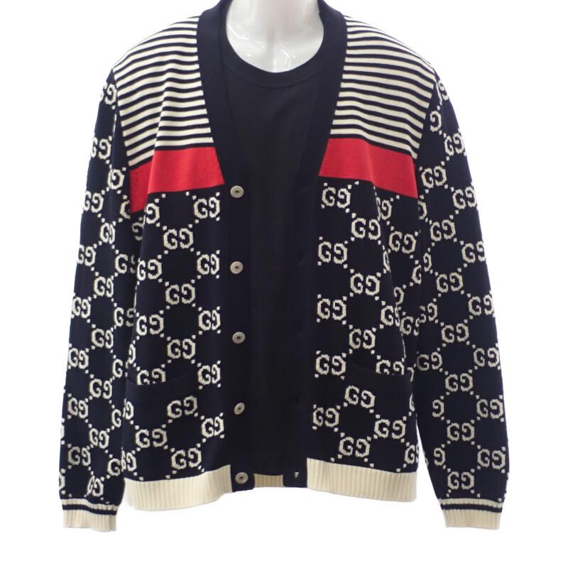 Gucci 523048_X9107 XL Cardigan Navy Cotton Mens