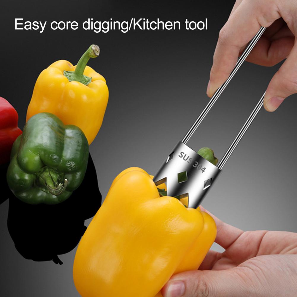 Vegetable Corer Tool Quick Core Removal Device Stainless Steel Bell Pepper Corer Set for Effortless for Deseeding for Easy