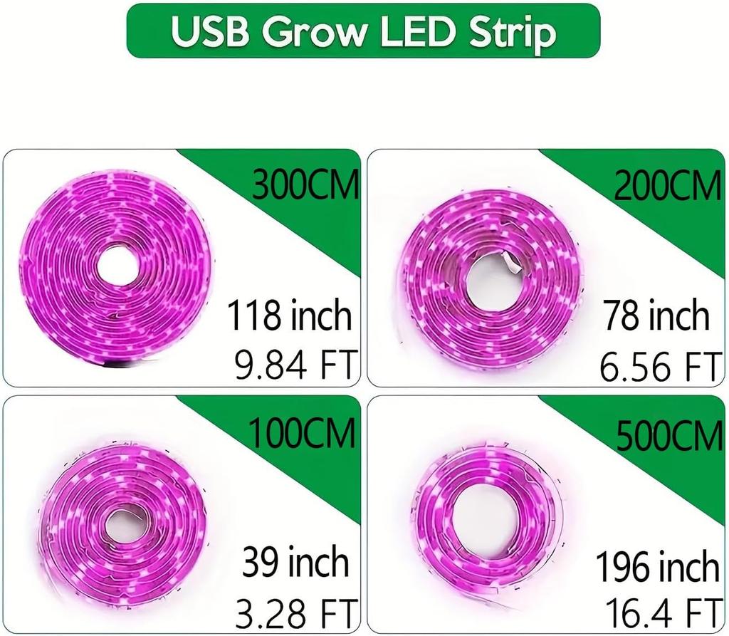Luz LED para Plantas 5V Tira de LED para Cultivo 5V USB LED 1-5m Espectro Completo Chip LED Para Estufa Tenda de Cultivo de Mudas Hidropônico