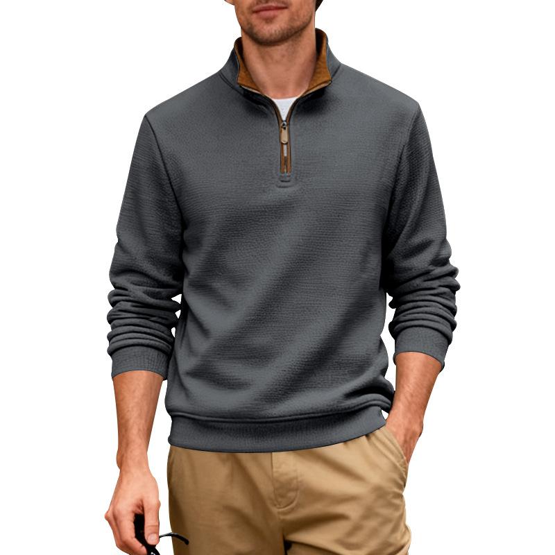 Outdoor Men Heavyweight Sweatshirts Pullover Half Zipper Hoodie Men Gym Autumn Winter Solid Warm Pull On Sweatshirt