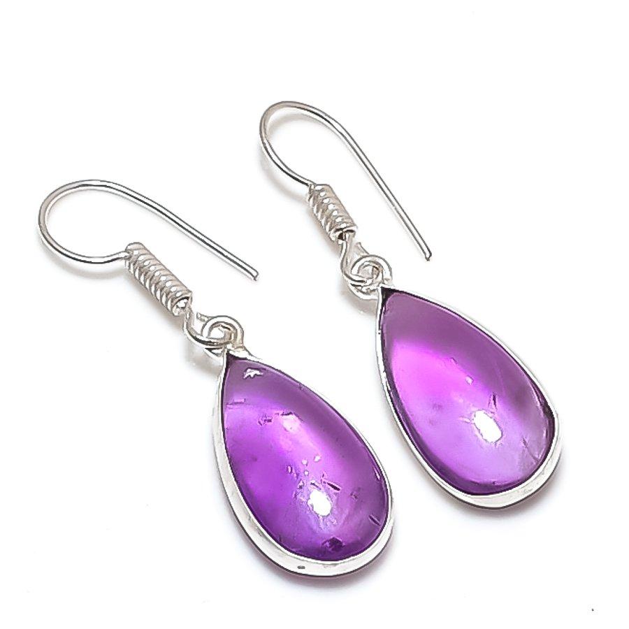 

Natural Sage Amethyst Gemstone 925 Sterling Silver Jewelry Earring 1.42 C9b79