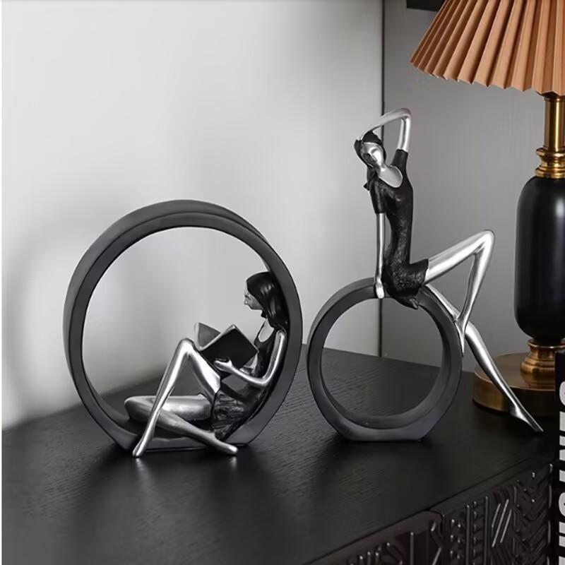 European Reading Book Yoga Girl Resin Figurines Decoration Items Home Room Desk Statue Accessories Coffee Table Sculpture Crafts