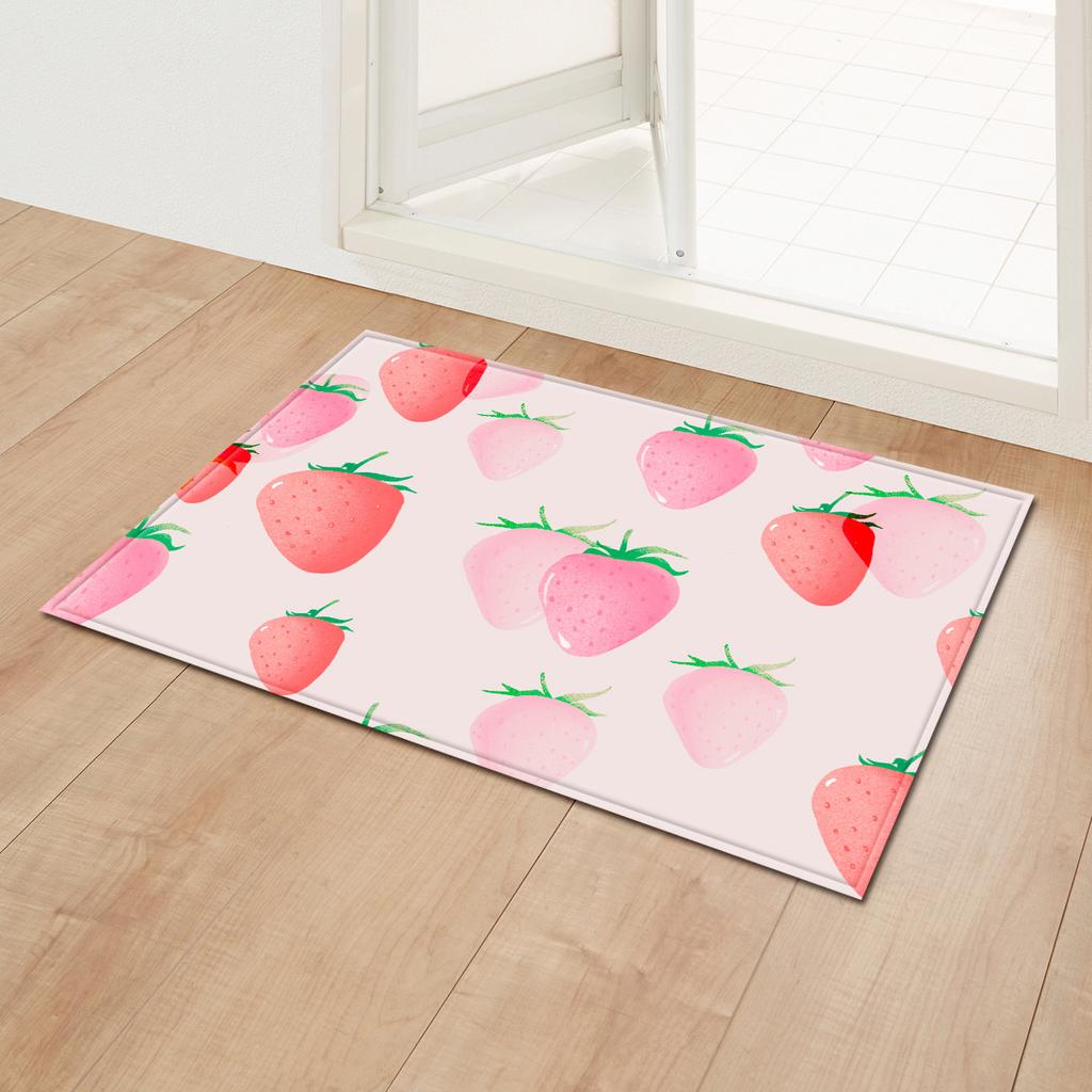 Strawberry Girl Heart Bathroom Absorbent Floor Mat Entry Door Mat Bedroom Door Mat Bathroom Non-Slip Foot Mat