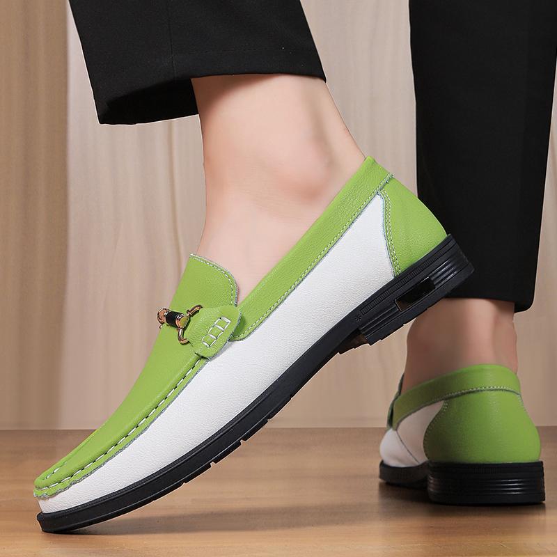 Brand Men's Fashionable Breathable Soft Soled Casual Leather Shoes Summer Dopamine Color Series New Youthful Comfortable Loafers
