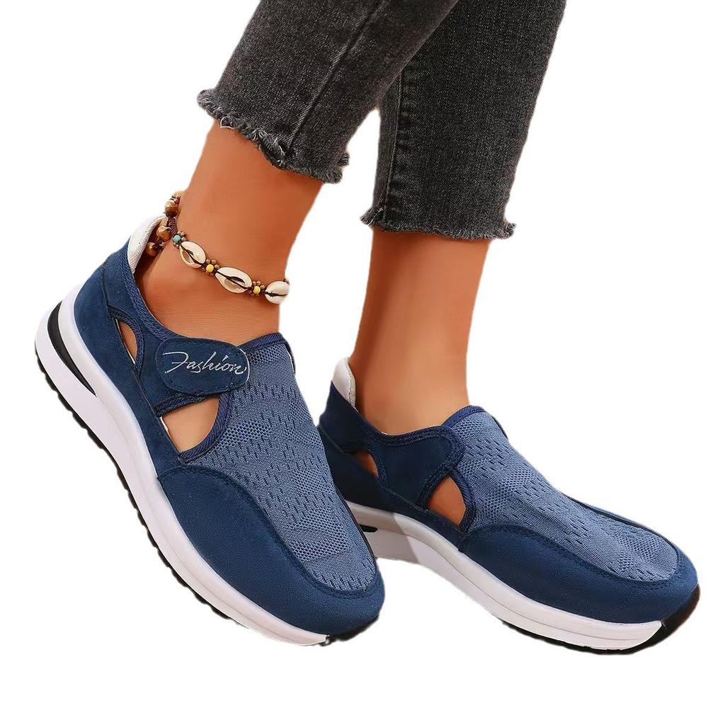 Large Size Casual Single Shoes Women's Spring and Summer New Women's Shoes Thick-soled One-pedal Fly-woven Shoes Children's Casual Mesh Shoes