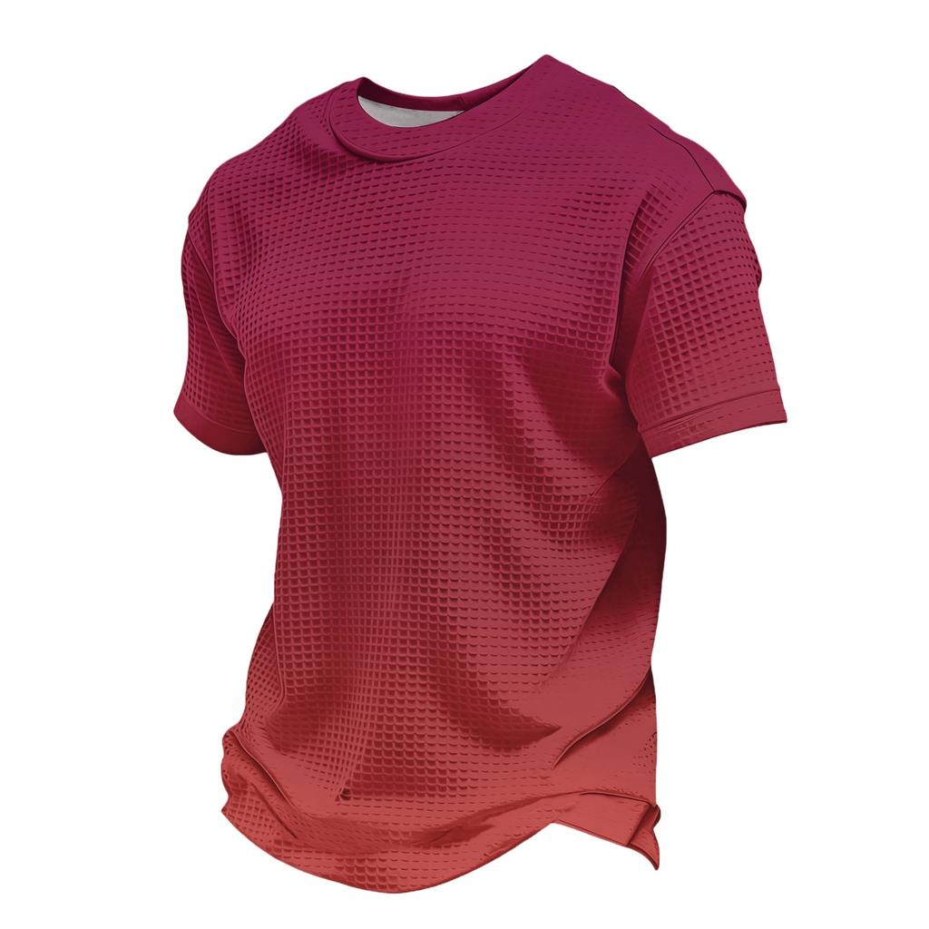 Men's Knit Short Sleeve Shirt, Summer Color Casual Tee, Comfortable Fashion Top