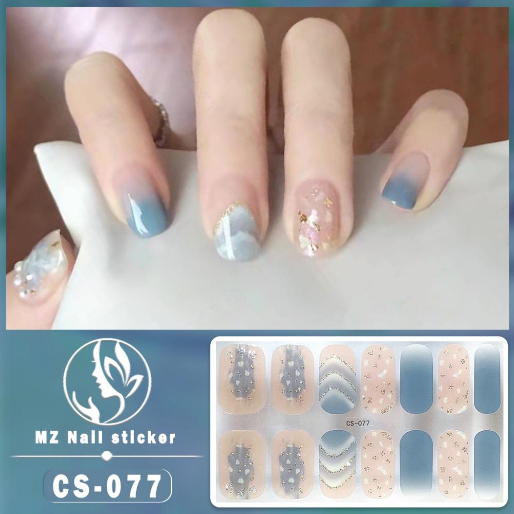 New type of bake-free gel nail polish film, full sticker, plaid spring and summer flower nail art film, nail film, waterproof paper patch
