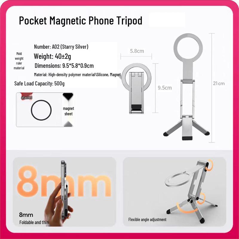 

Magnetic Phone Holder & Foldable Tripod for Photography & Live Streaming