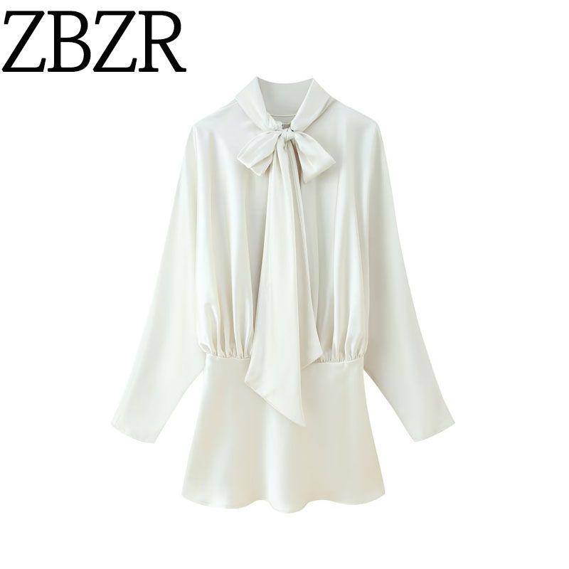 Za Autumn and Winter New Arrivals Women's Clothing Zr European and American Style Silk Satin Texture Scarf-Decorated Short Dress 4661215 251