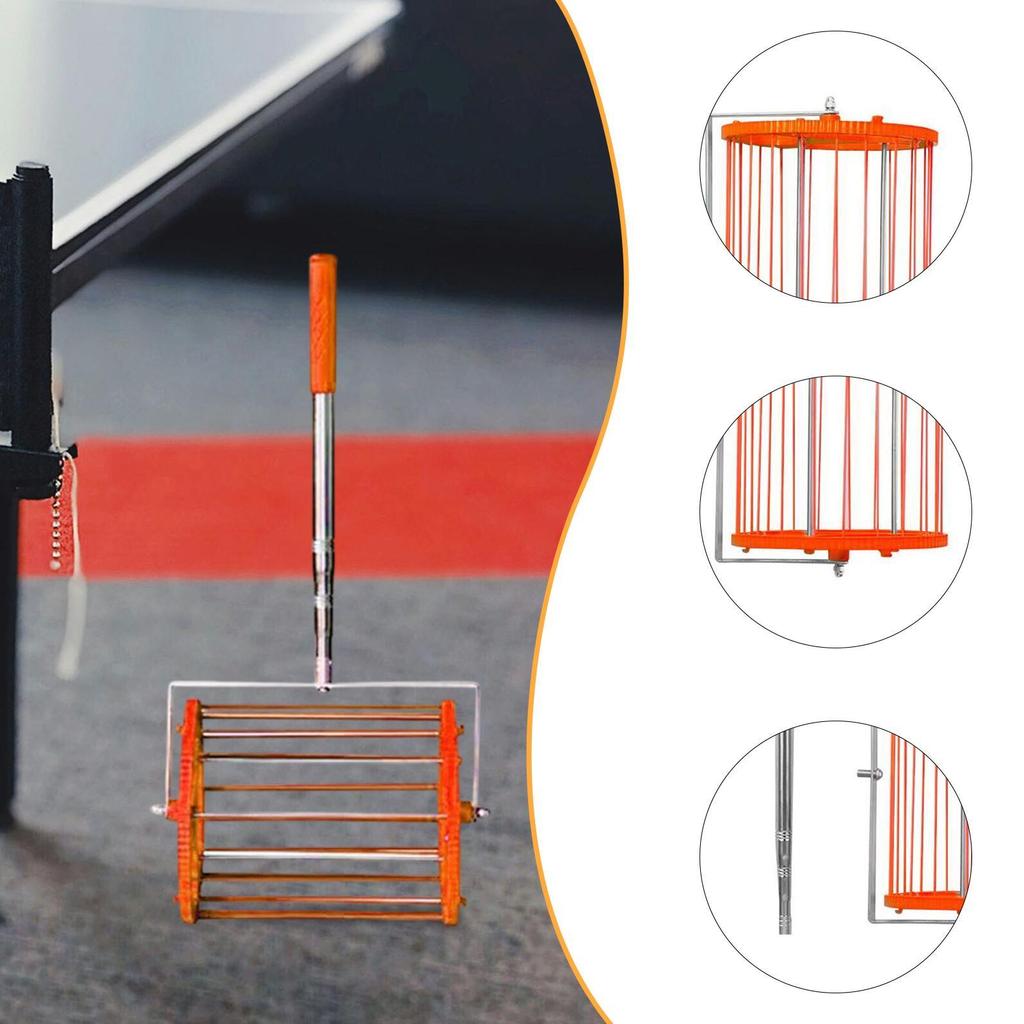 Telescopic Table Tennis Ball Picker Collector for Court Training Competition Orange