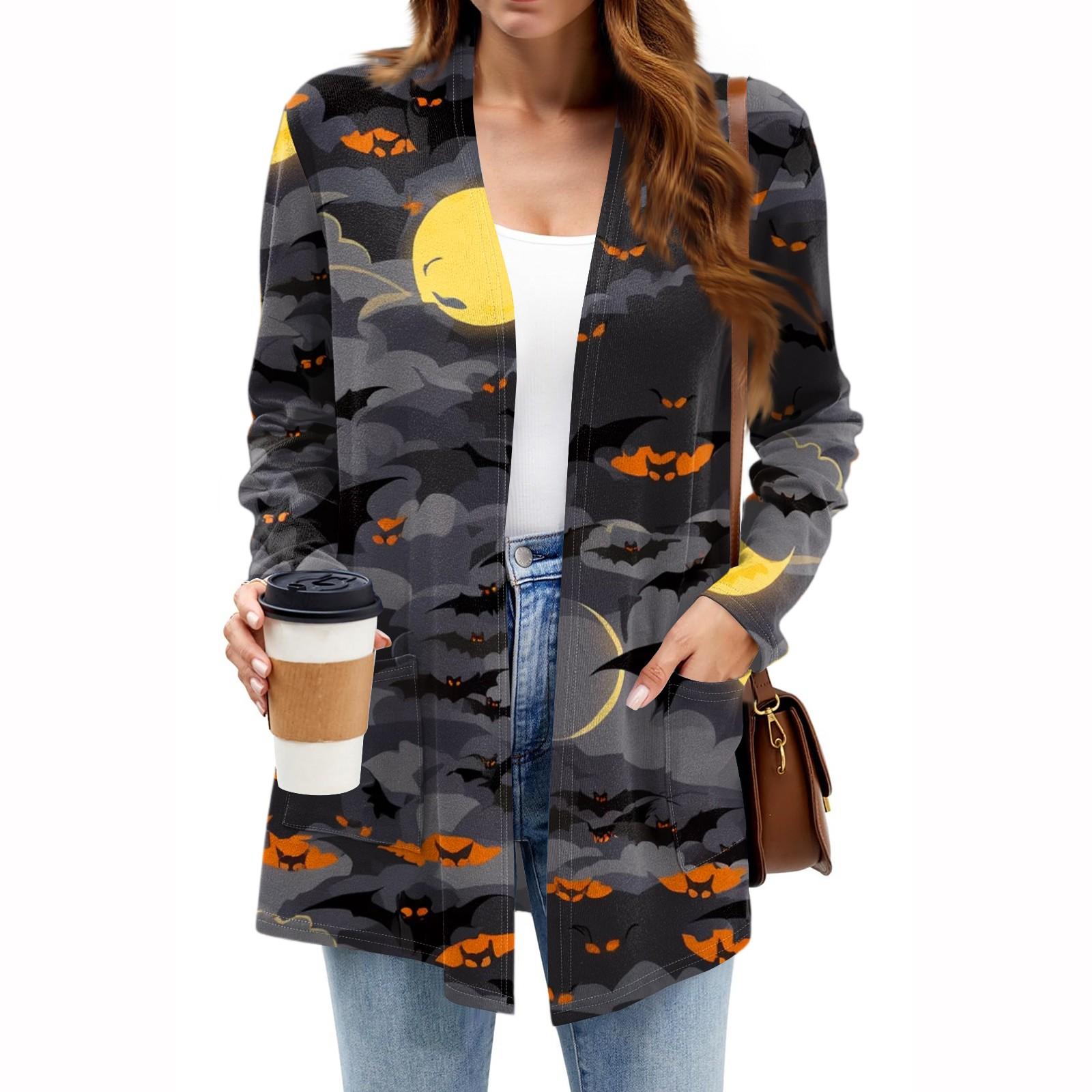 

Женские легкие кардиганы с открытой передней частью, с длинными рукавами, повседневные, свободные, тонкие кардиганы с карманами M чёрный