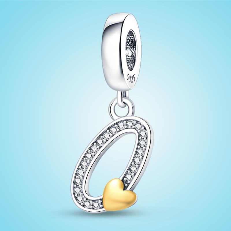 Marke Neueste Ankunft Kompatibel Mit Kupfermetall Authentisch Original Armbänder 26 Alphabet A-Z Buchstaben Kupfermetall Anhänger Perlen Komponenten Perle
