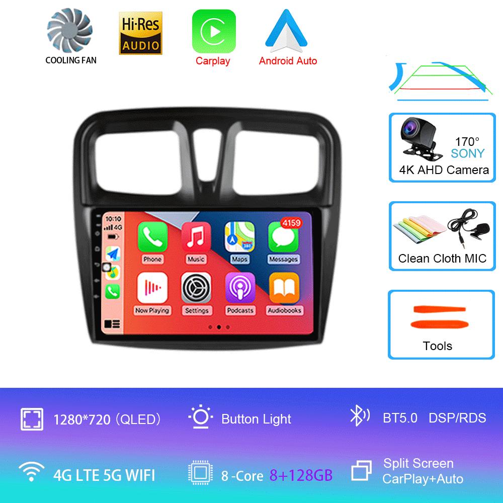 Car Radio Android 14 Carplay For Renault Logan 2 Sandero 2 2012 2013 - 2019 Navigation GPS Multimedia Player wifi+4G BT DSP 2DIN
