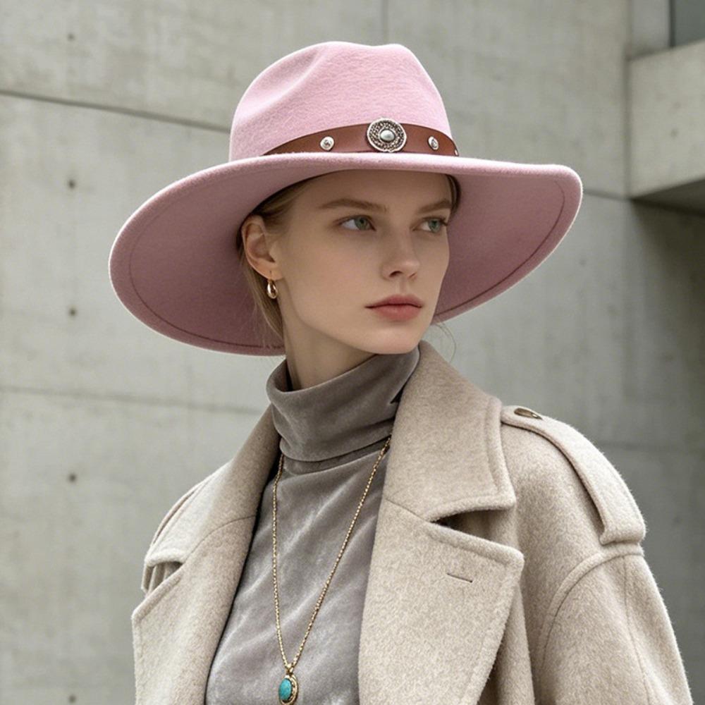 Ethnic Style Jazz Hat Solid Color Vintage Cowgirl Hat Fashion Western Cowboy Hat for Men And Women