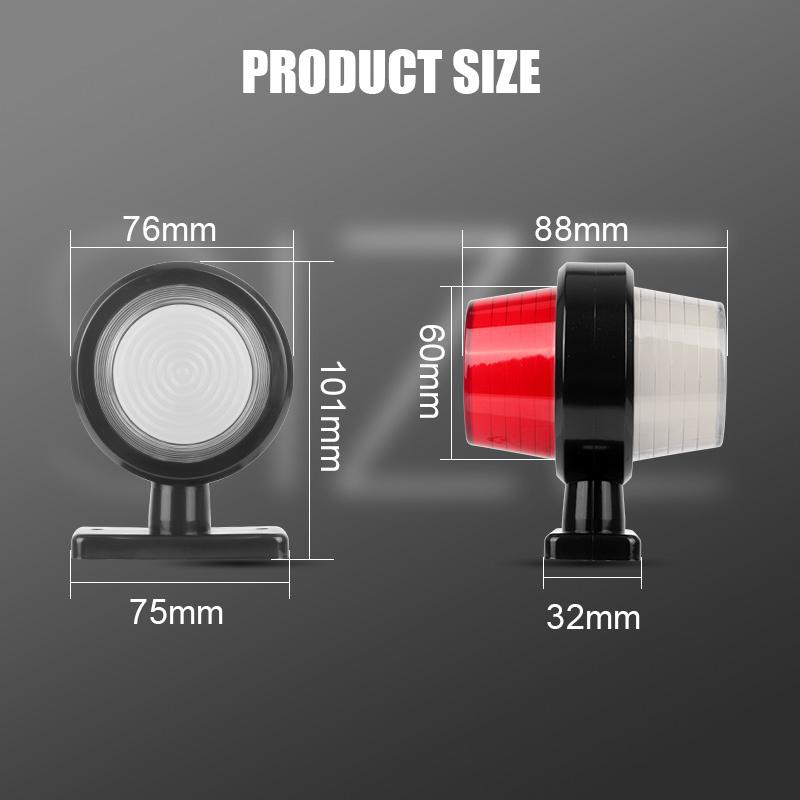 Truck LED Side Marker Light Double Face Indicator Turn Signal Light Rear Stop Warning Lamp 12V 24V For Car Trailer Lorry Van RV