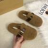 Mao Mao slippers women wear 2025 autumn and winter new Internet celebrities one foot flat lazy bag head half drag cotton slippers