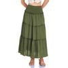 Women's Fashion  Pleated Floral Print Elastic Waist  Loose Splicing A Line Pocket Skirt