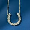 Elegant Moissanite Horseshoe Pendant Necklace Women U-Shaped Chain With Gold Plating 2150cm Adjustable Length