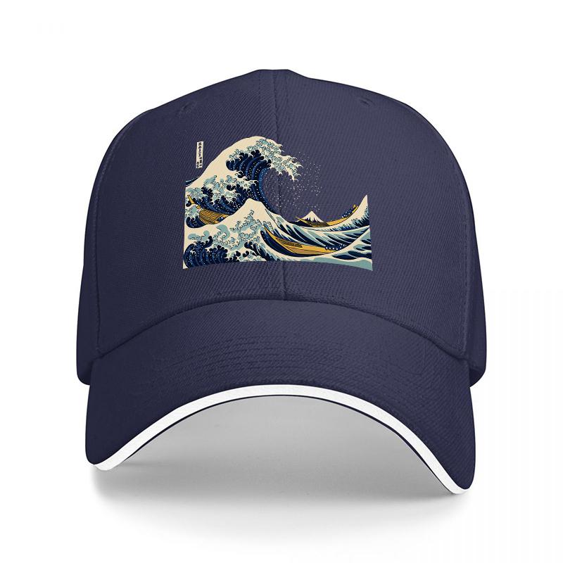

The Great Wave off Kanagawa Art Baseball Cap Classic Japanese Print Design Black Adjustable Hat for Unisex and Women Adjustable