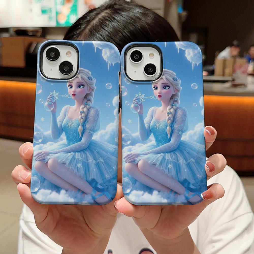 Frozen Elsa Double Layer Phone Case, Compatible with iPhone X/SE/7/8/11/12/13/14/15/16/17 Pro Max Plus