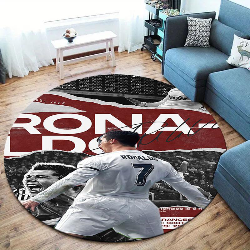 Kulatý koberec CR7, Koberec do obývacího pokoje, ložnice, k pohovce, herny, Dekorace, Protiskluzová podložka