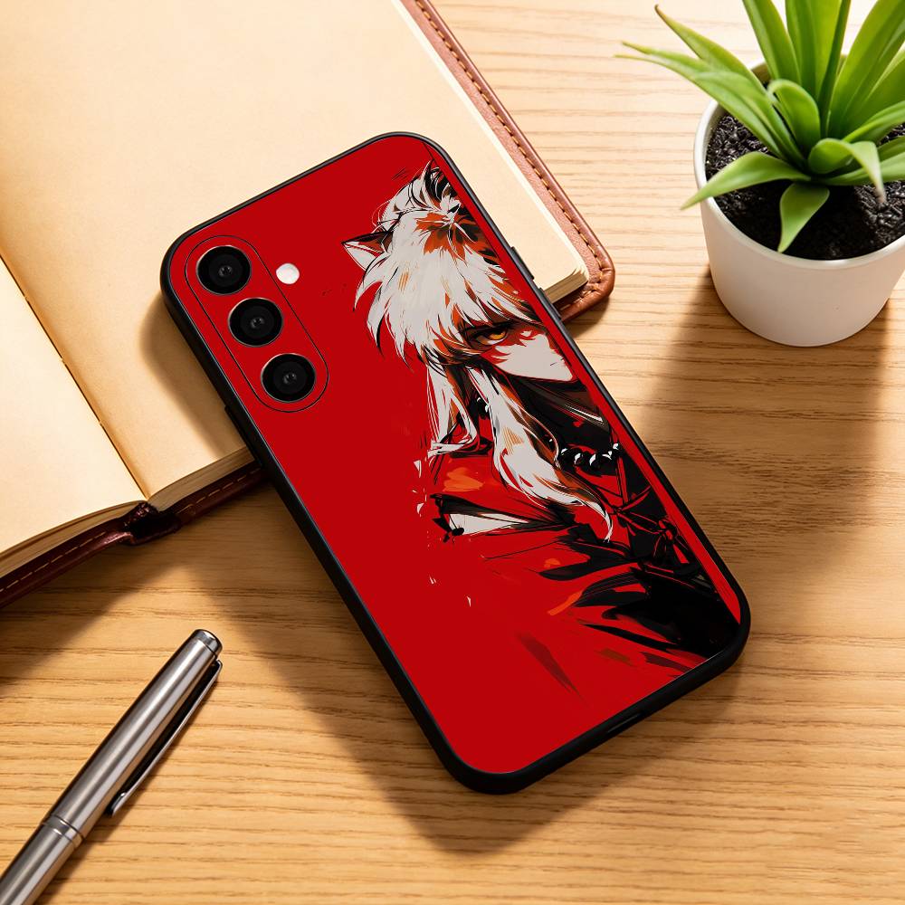 Inuyasha Silhouette Red Katana Anime Phone Case Black Silicone Soft For Samsung Galaxy A73,A72,A71,A70,A53,A52,A51