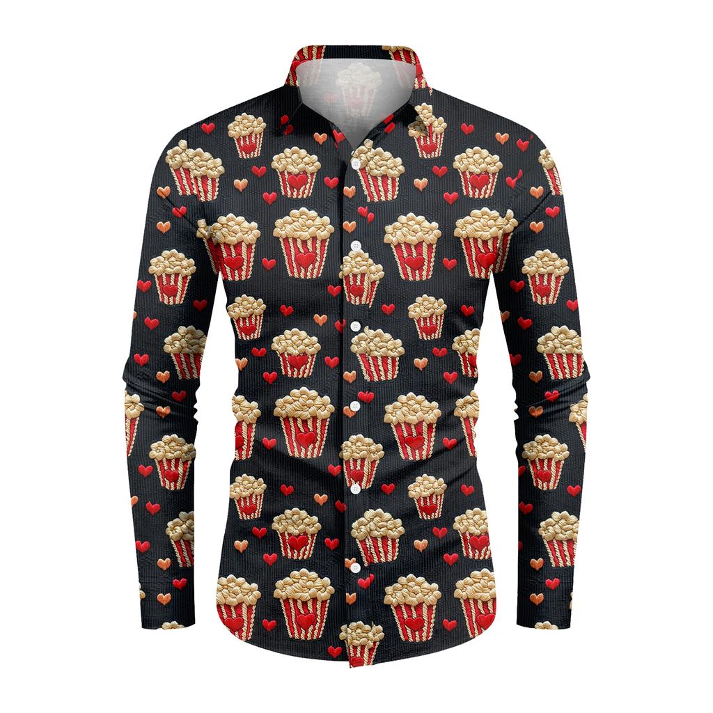 Lässiges, locker sitzendes Langarmhemd für Herren, modisches Revershemd