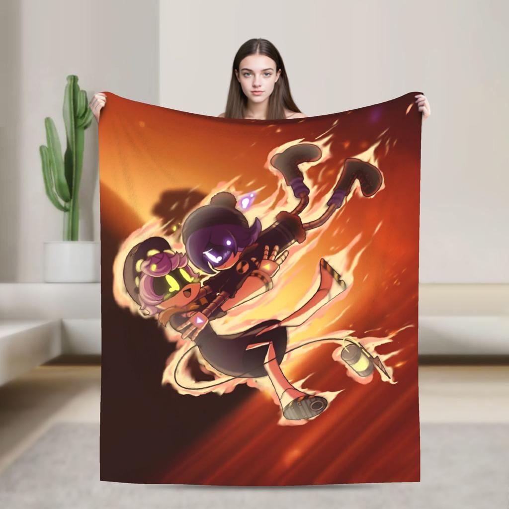 Murder Drones Game Knitted Blanket Fleece Uzi Doorman Horror Super Warm Throw Blankets for Home Couch Bedspread