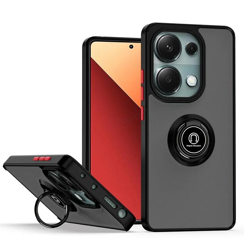Magnetic Matte Ring Holder Case for Redmi Xiaomi 14T 12T Note 12 13 Ultra  Pro Plus 14 13C 14C X6 4 5G  Deluxe Shockproof Cover