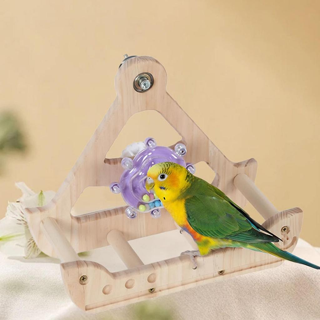 Bird Swing Wooden Rotatable Perch Bird Cage Accessories For Pets Hummingbirds Backyard Play Enrichment Exercise Climbing