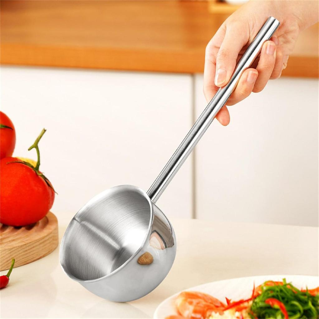 Stainless Steel Oil-pouring Small Pot, Household Hot Oil Special Small Spoon Tool, Kitchen Oil-pouring, Oil-pressing And Oil-heating Oil-pouring Pot.