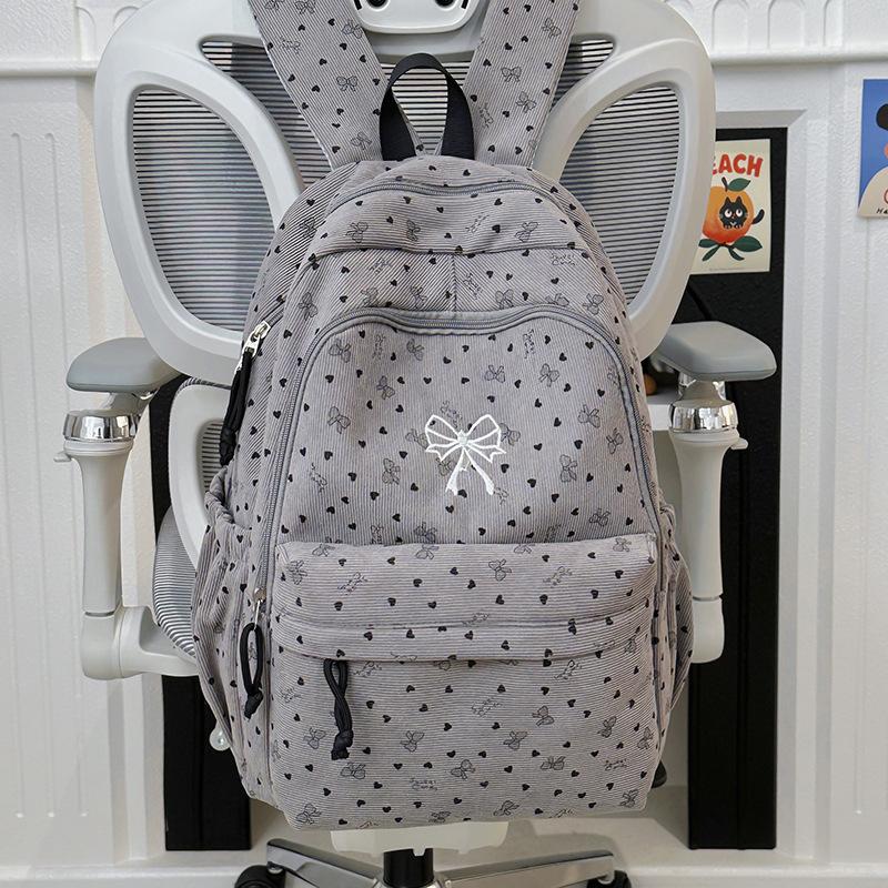 Schoolbag Korean version ins college style fresh bow schoolbag versatile sweet shoulder big size campus students lightweight schoolbag
