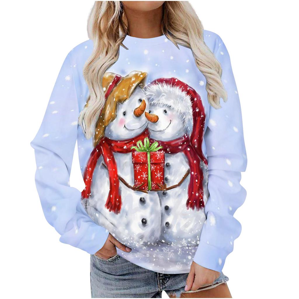 Autumn Christmas 3D Printed Women's Pullover Casual Loose Long Sleeved Top Fashion Hoodie Plus Size Women's Sweatshirt