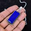 Lapis Lazuli Real Gemstone Pendant 925 Sterling Silver Pendant Handmade Jewelry