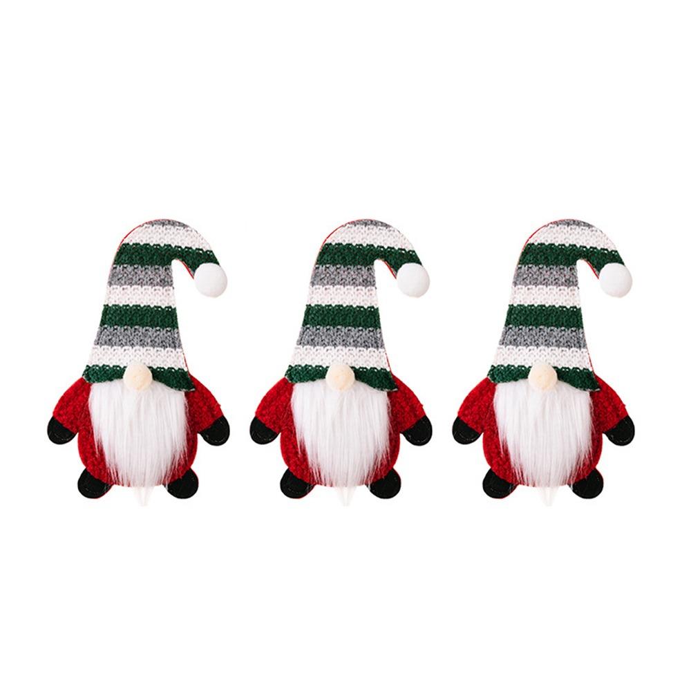 3pcs Exquisite Christmas Gnome Cutlery Cover Cartoon Xmas Tableware Storage Bag Home Xmas Decor