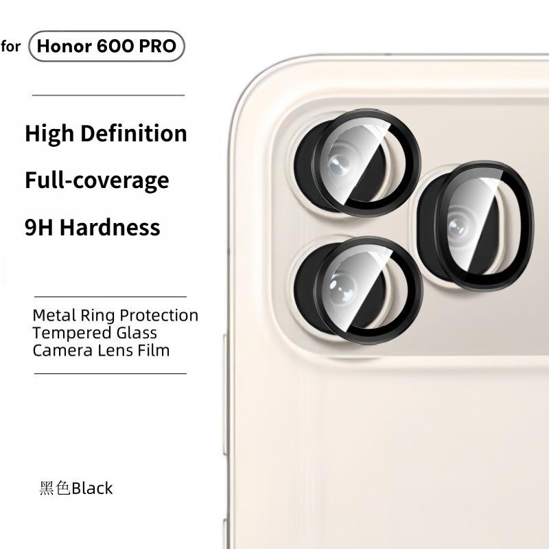 HD Eagle‑Eye Metal Alloy Ring Tempered Glass Camera Lens Protector For Honor 600 Pro 600 Lite Full‑Coverage Anti‑Scratch Cover