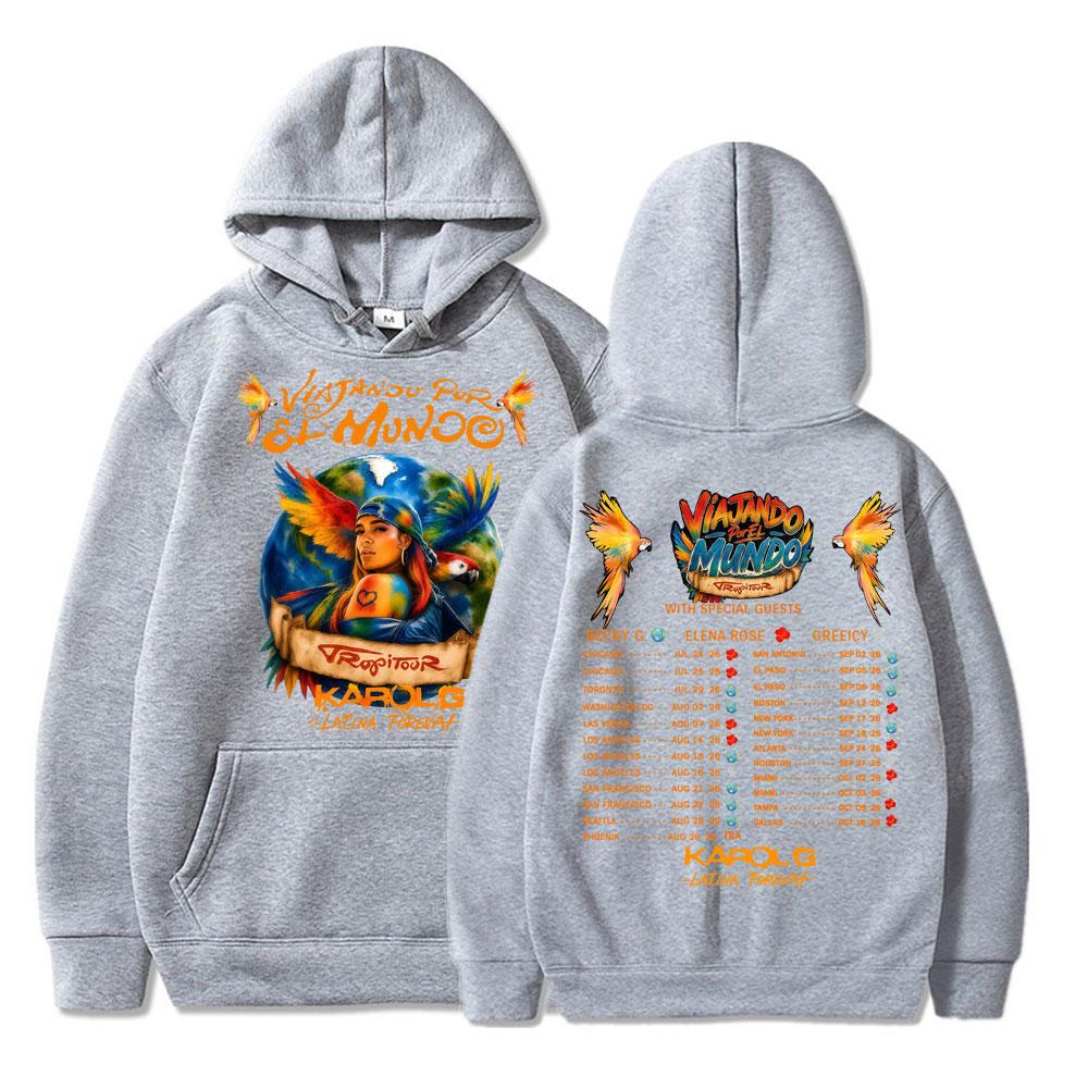 Karol G Tropicoqueta Tour Album Hoodies Men Women Fashion Popular Music Tracksuit Casual Fleece Sweatshirt Streetwear