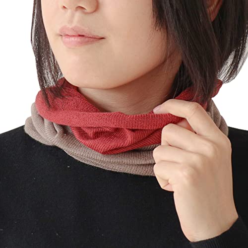 [Kinuya] Ultra Warm Silk Neck Warmer, 100% Silk, SO4980 (Brick x Gray)